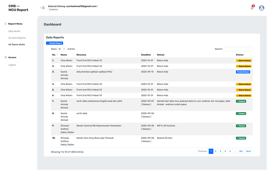                                         Online Work Report & Transaction. Website yang mengelola laporan pekerjaan karyawan & transaksi pada sebuah perusahaan untuk memantau perkembangan pekerjaan tertentu.
                                                                            Online Course Form. Website pendaftaran bimbel online dengan Payment Gateway Xendit, WhatsApp Auto Invite Integration & CMS di dalamnya untuk mengelola pendaftaran.
                                        